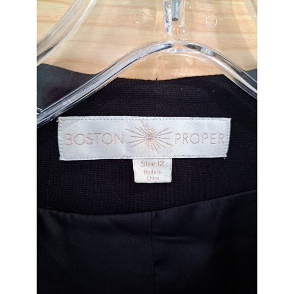 Boston Proper Womens Size 12 Sequins Tweed Blazer Black Panels Embellished Trim - Picture 2 of 9